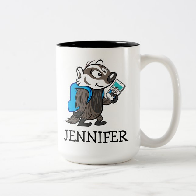 Bäverskinn Selfie för Boomer för Ricky Raccoon | Två-Tonad Mugg (Höger)