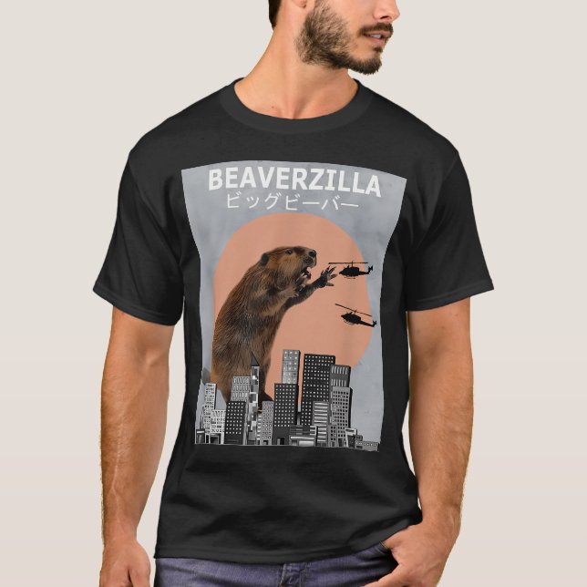 Bäverzilla Bäver Rolig T Shirt (Framsida)