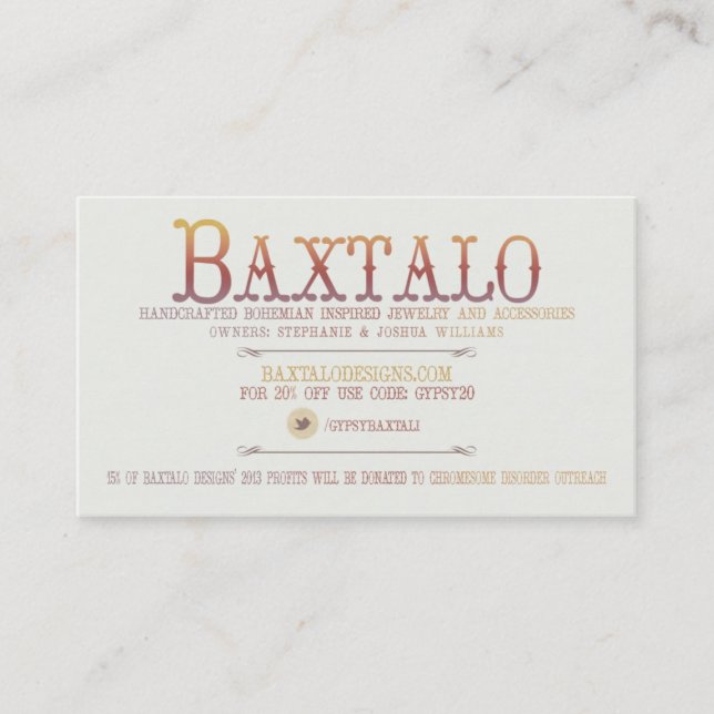 Baxtalo design visitkort (Framsida)