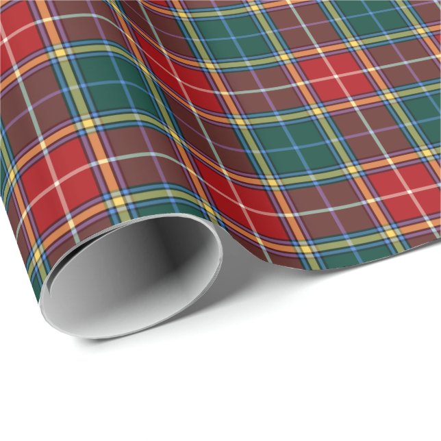 Baxter Klan Tartan Red och Mörk grönt Play Presentpapper (Rullad Hörn)