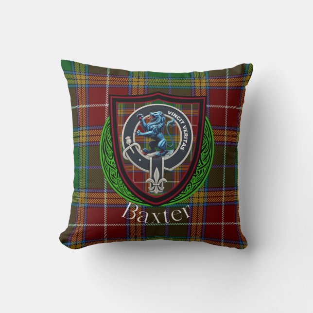 Baxter Scottish Clan Tartan & Crest Kudde (Framsida)
