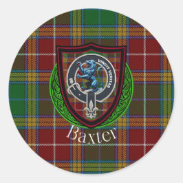 Baxter Scottish Clan Tartan & Crest Runt Klistermärke