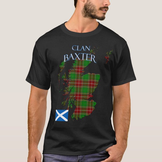 Baxter Scottish Klan Tartan Scotland T Shirt (Framsida)