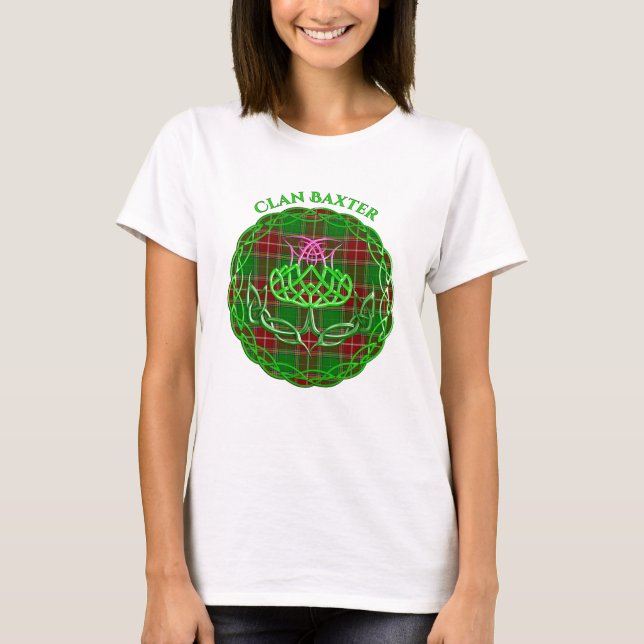Baxter Scottish Tartan Celtic Thistle T Shirt (Framsida)