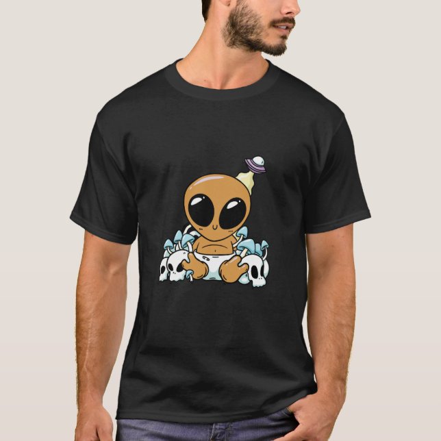 bay alien space aliens cute ufo t shirt (Framsida)