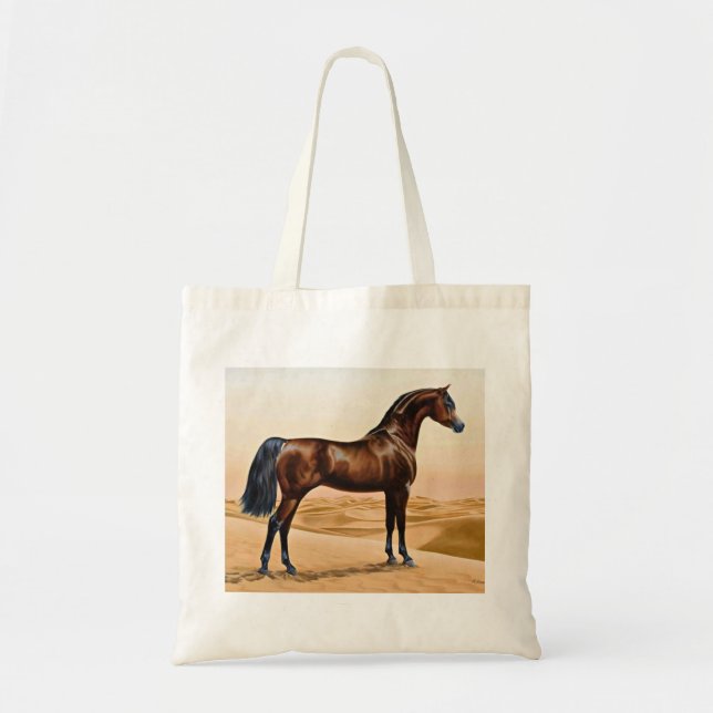Bay Arabian Horse Tote Bag Tygkasse (Framsidan)