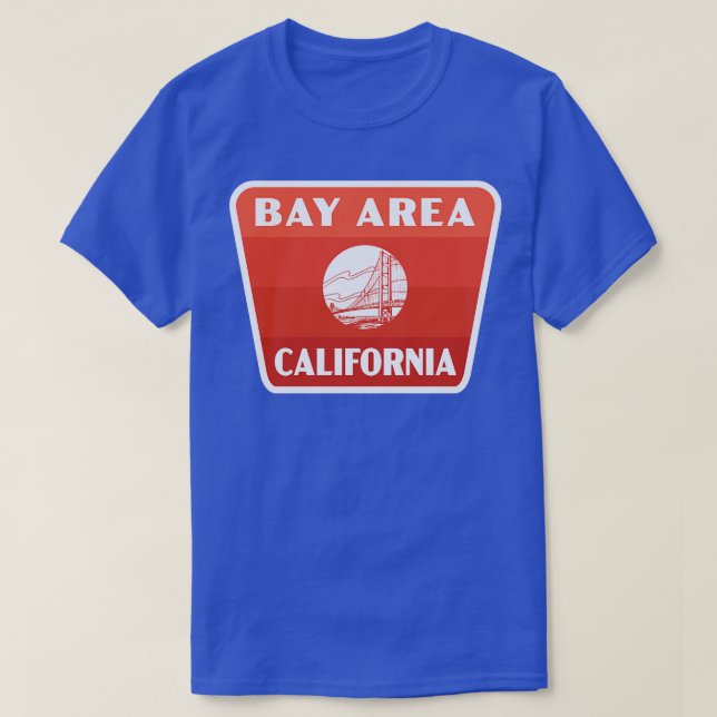 Bay Area California Retro Badge Red T Shirt (Design framsida)