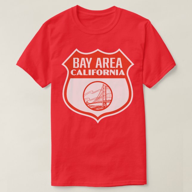 Bay Area California Retro Shield Red T Shirt (Design framsida)