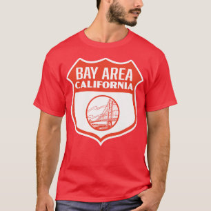 Bay Area California Retro Shield Red T Shirt