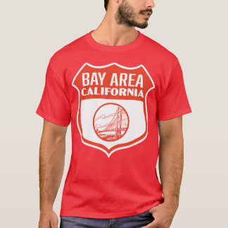 Bay Area California Retro Shield Red T Shirt