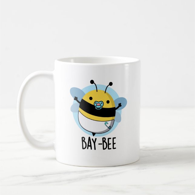 Bay-bee Funny Baby Bee Pun Kaffemugg (Vänster)