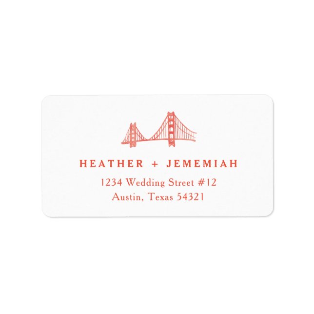 Bay Bridge Bröllop Adressetikett (Framsidan)