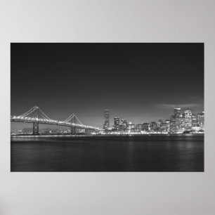 Bay Bridge San Francisco Black White Skriv ut Poster