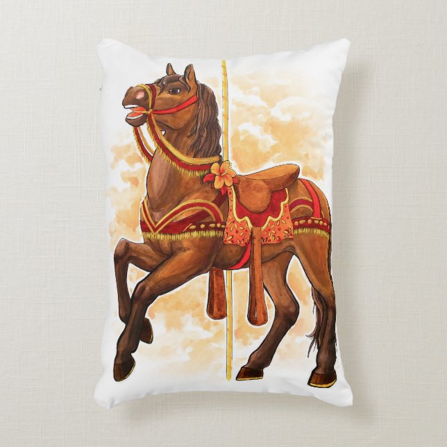 Bay Carousel Horse Pillow Prydnadskudde (Framsidan(Vertikal))