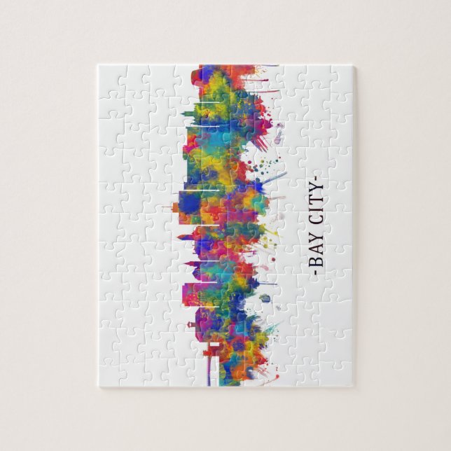 Bay City Michigan Skyline Pussel (Vertikal)