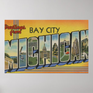 Bay City Michigan - stora brevplatser Poster