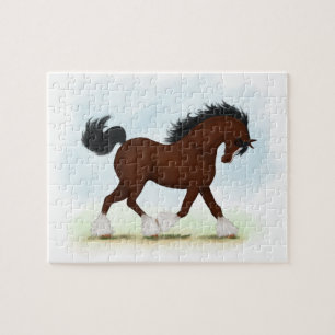 Bay Clydesdale Horse Draft rase Equestrian Pussel