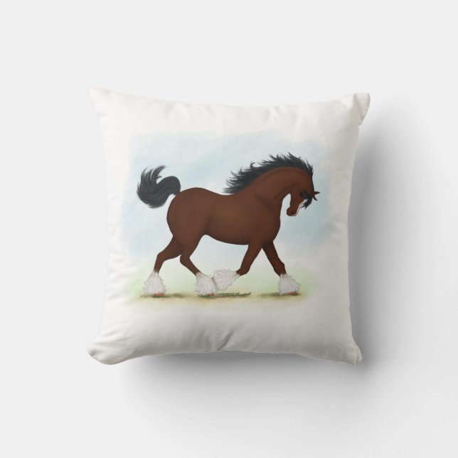 Bay Clydesdale Horse Kudde (Framsida)