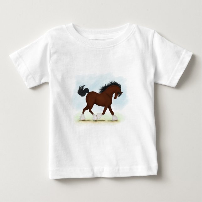 Bay Clydesdale Horse T Shirt (Framsida)