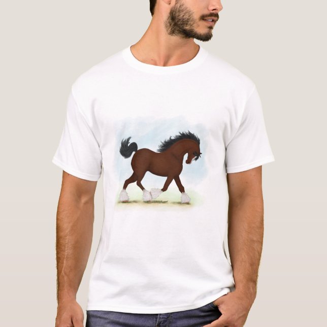 Bay Clydesdale Horse T Shirt (Framsida)