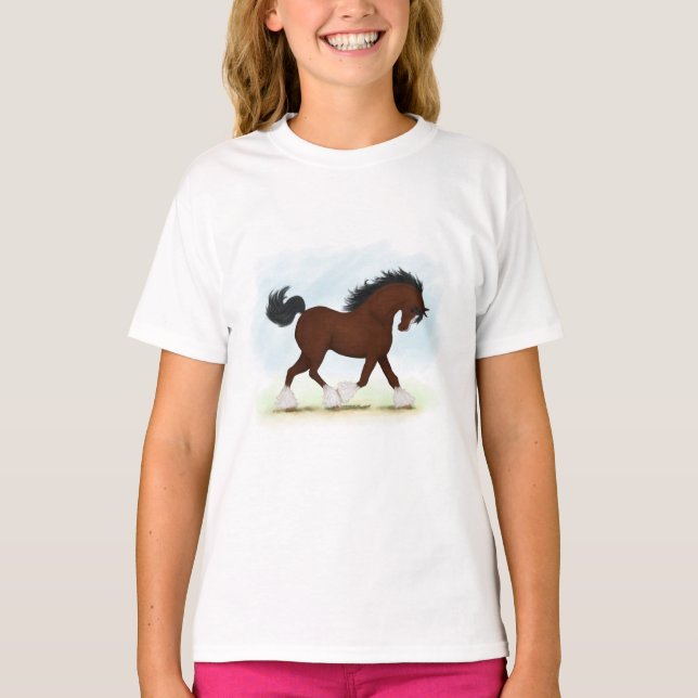 Bay Clydesdale Horse T Shirt (Framsida)