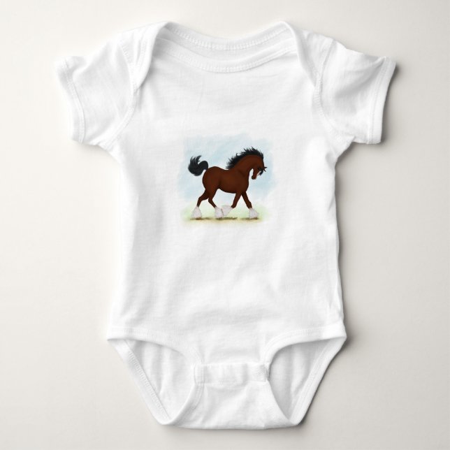 Bay Clydesdale Horse T Shirt (Framsida)