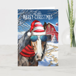 Bay Draft Horse Funny MAREy jul Helgkort