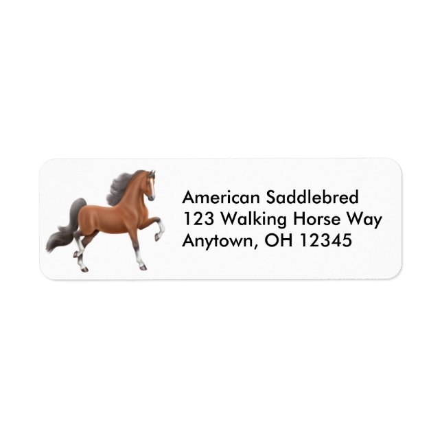Bay Gaited Horse Label Returadress Etikett (Framsidan)
