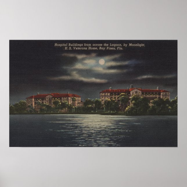 Bay Gräs, Florida - Moonlit View of Hospital Poster (Framsidan)