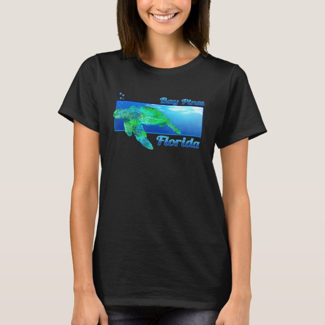 Bay Gräs Florida Swimming Sea Turtle T Shirt (Framsida)