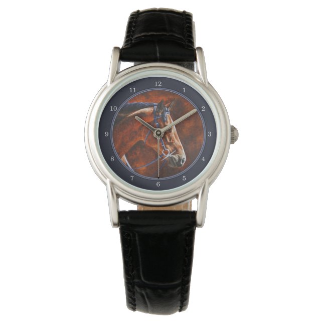 Bay Hanoverian Horse Slate Grått Armbandsur (Framsida)