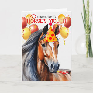 Bay Horse Funny Birthday Kort