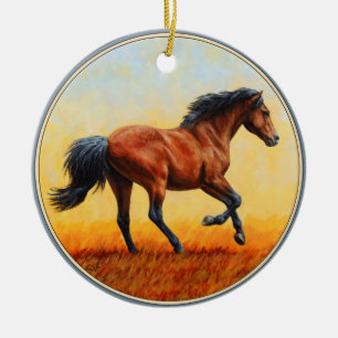 Bay Horse Galloping Julgransprydnad Keramik