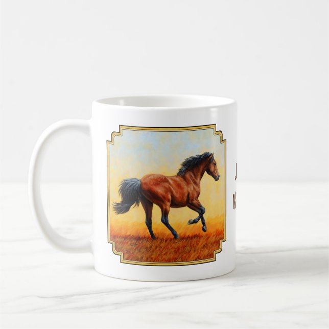 Bay Horse Galloping Kaffemugg (Vänster)