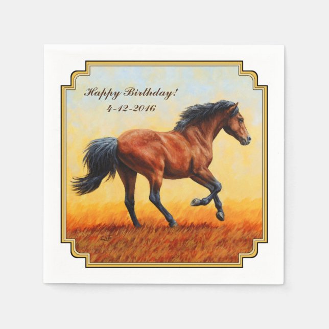 Bay Horse Galloping Pappersservett (Framsidan)