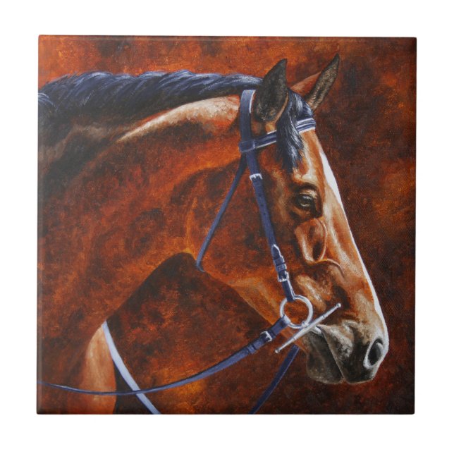 Bay Horse Hanoverian Warmbloian Kakelplatta (Framsidan)