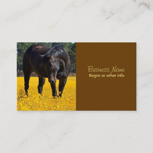 Bay Horse i Fält i Gula blommor Visitkort (Framsida)