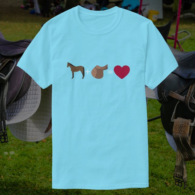 Bay Horse + Saddle = Heart | Cute Equestrian T Shirt (Skapare uppladdad)