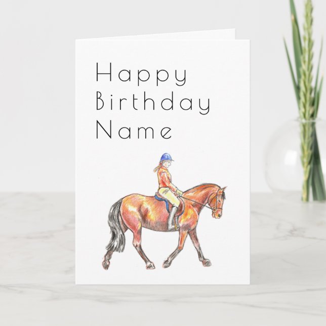 Bay Horse Trotting Dressage Deco Birthday Card Kort (Framsida)