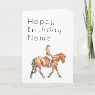 Bay Horse Trotting Dressage Deco Birthday Card Kort