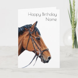 Bay Horse White Art Deco Birthday Card Kort