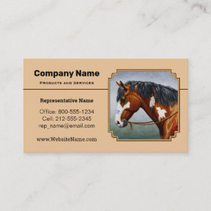 Bay Indian Pony Pinto Horse Tan Visitkort