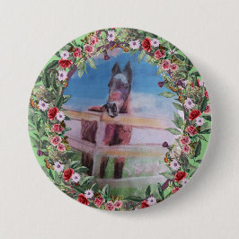 Bay mare ro horse Button Knapp