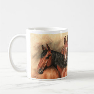 Bay och kastanjhästar kaffemugg
