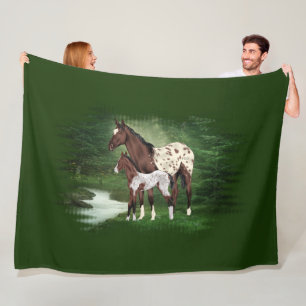 Bay och White Blanket Appaloosa Mare and Foal Fleecefilt