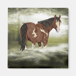 Bay och White Stänk Overo Paint Horse Magnet