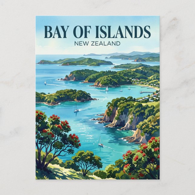 Bay of Islands Nya Zeeland Vykort (Framsida)