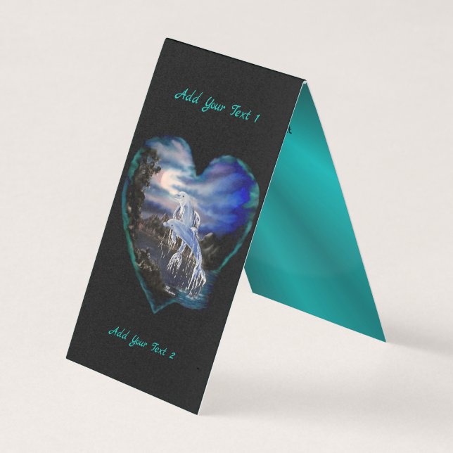 Bay of Night, Dolphin Kärlek Place Card Kort (Framsida)