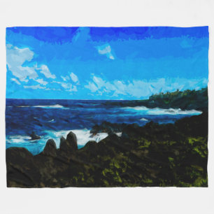 Bay On Road to Hana Maui Abstrakt Fleecefilt