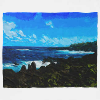 Bay On Road to Hana Maui Abstrakt Fleecefilt